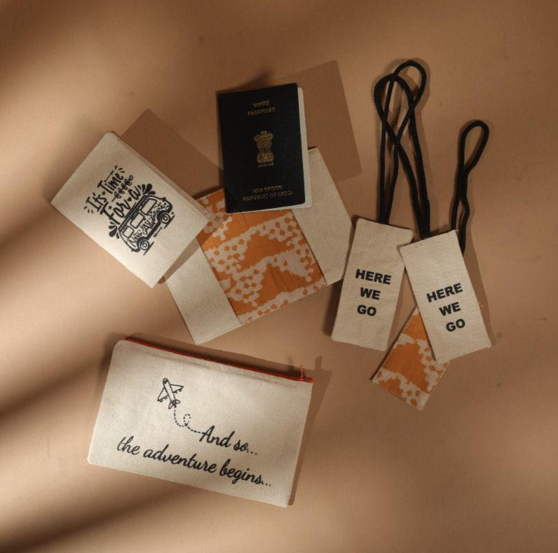 Eco-Friendly Lightweight Travel Essentials Set – Canvas Passport Cover, Tags & Pouch