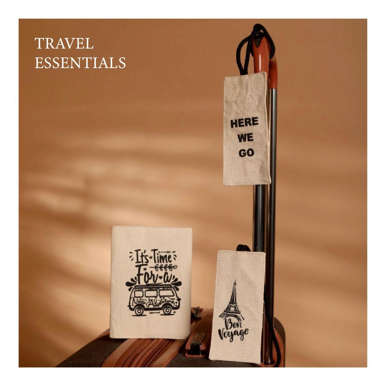 Eco-Friendly Lightweight Travel Essentials Set – Canvas Passport Cover, Tags & Pouch